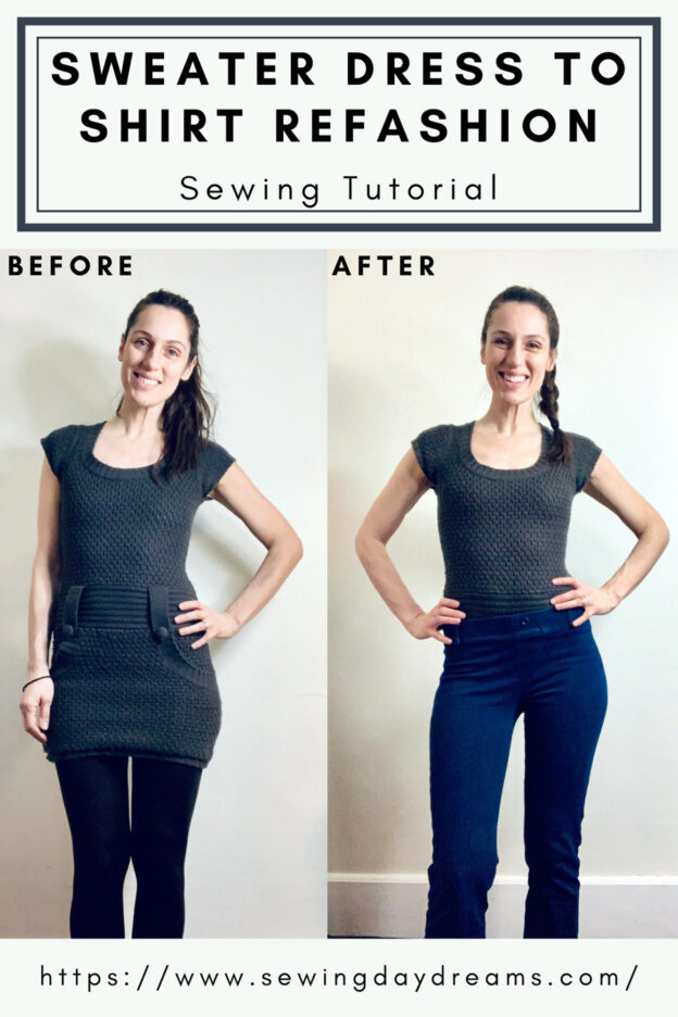 Sweater Dress to Shirt Refashion Tutorial | Sewing Daydreams